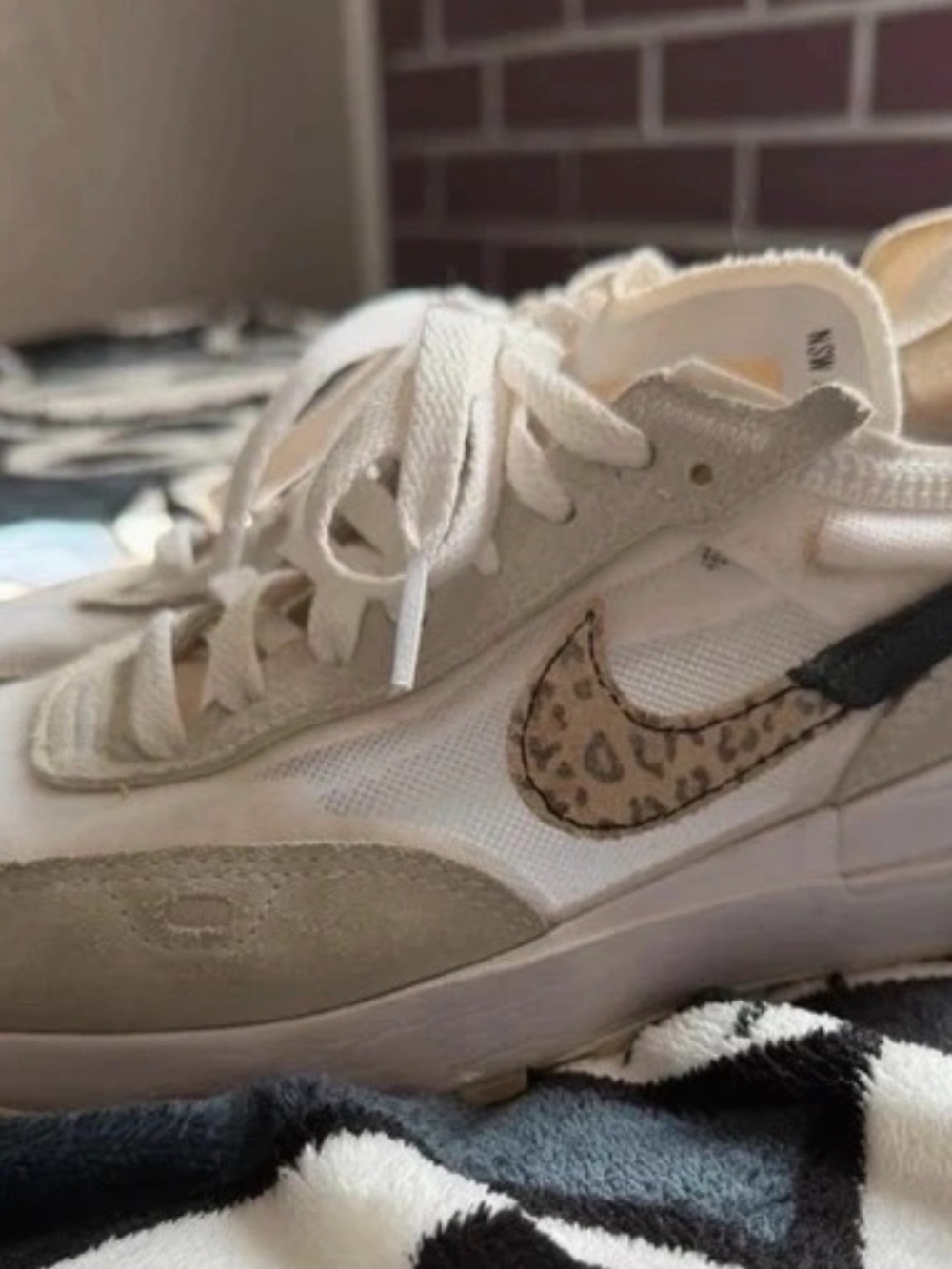 Nike Women's Off-White/Tan Leopard Swoosh Sneaker